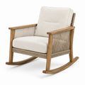 Mecedora de madera y cuerda de poliéster beige