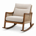 Mecedora de madera con cojines de algodón beige