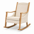 Mecedora de Madera de Teca y Tela Beige 90x70x100 cm