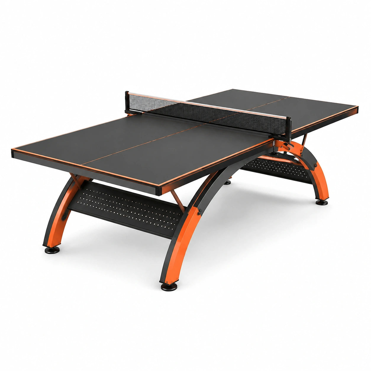 Mesa de ping-pong de MDF y acero 274x152.5x76 cm negra y naranja