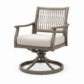 Silla giratoria de aluminio con respaldo de cuerda sintética y cojín beige