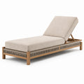 Tumbona ajustable de teca con cojines color crema 200x70x35 cm