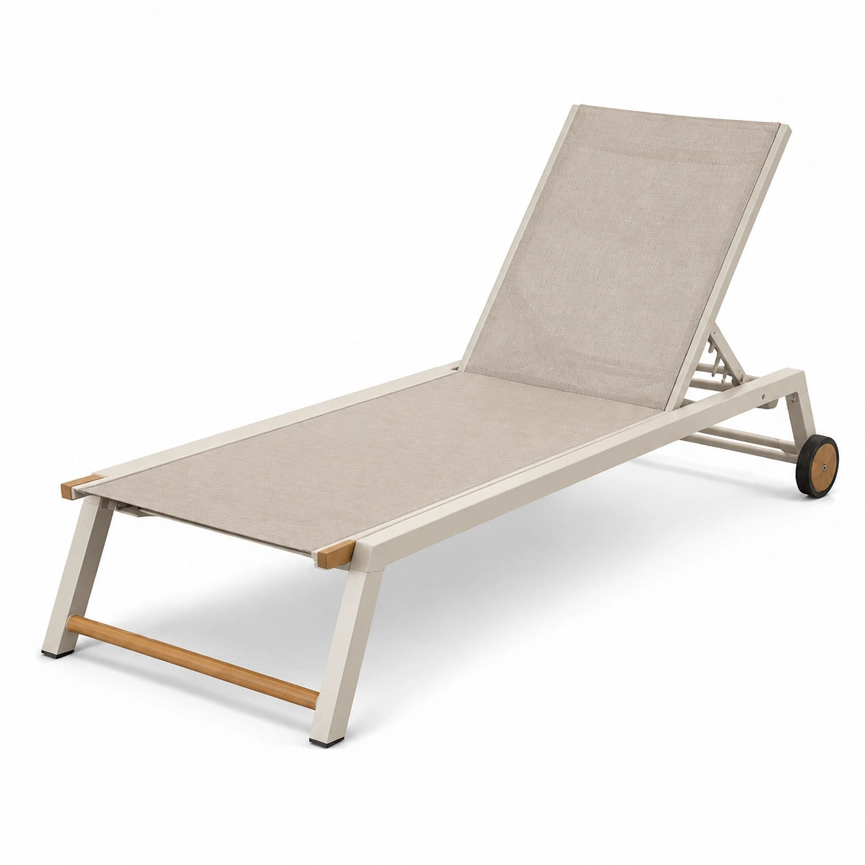 Tumbona de aluminio y textilene beige con respaldo ajustable