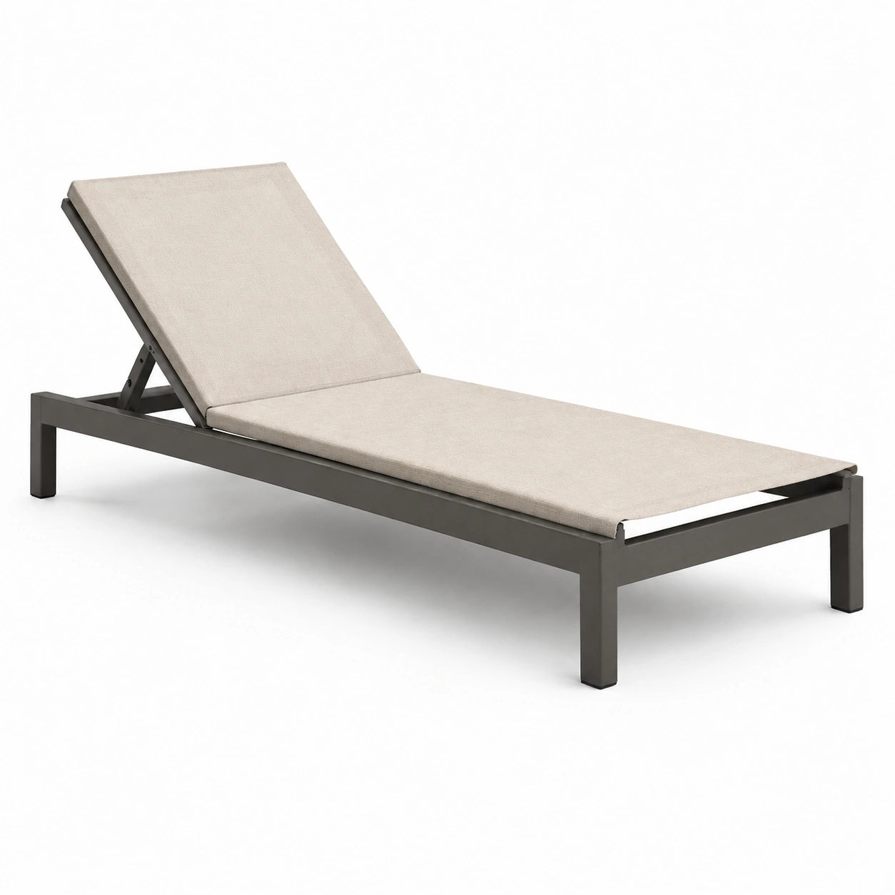 Tumbona de jardín aluminio ajustable tela poliéster beige