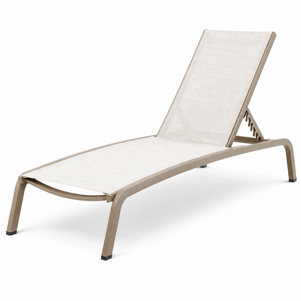 Tumbona de aluminio y tela beige 200x64x32 cm