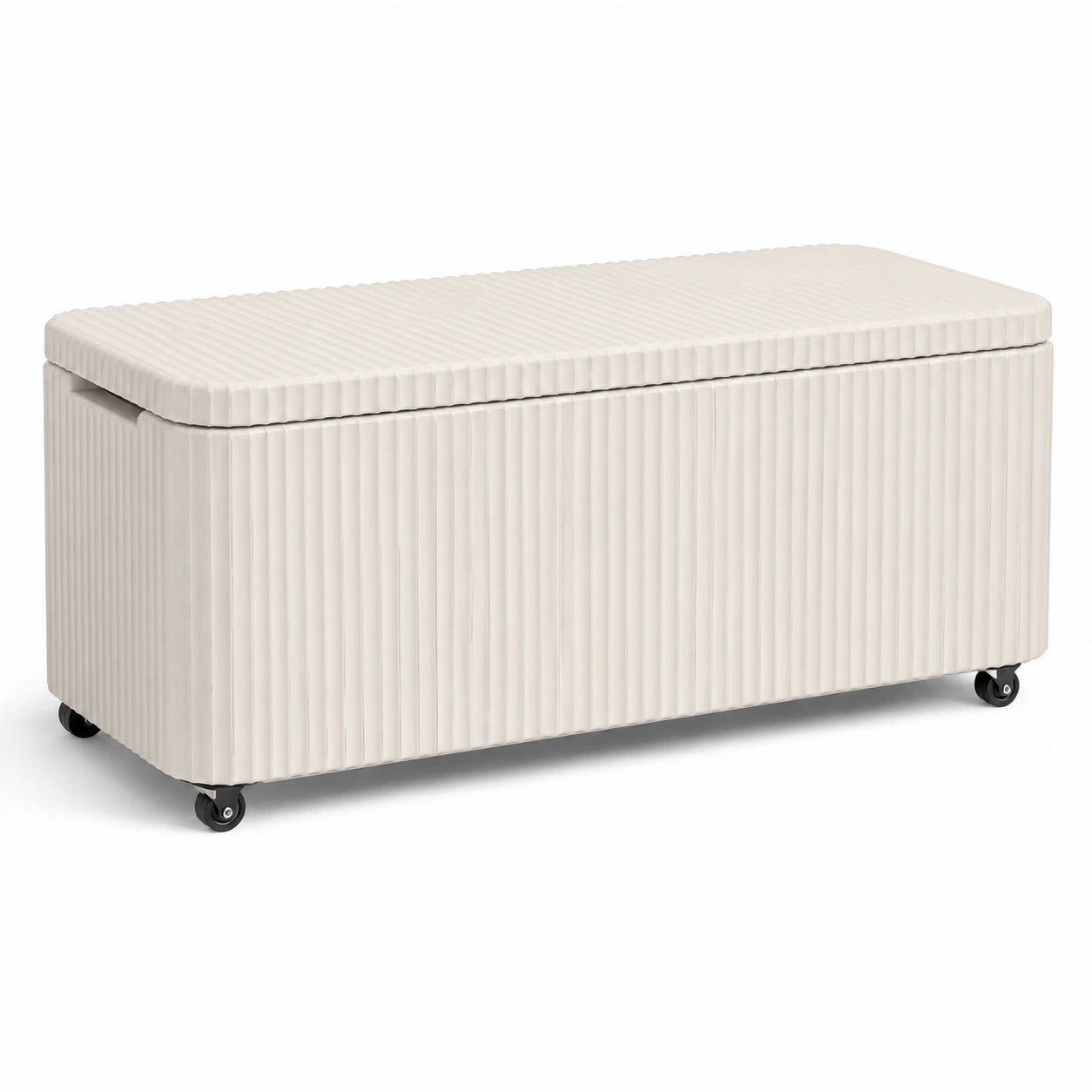 Arcón de resina con ruedas beige 120x45x50 cm