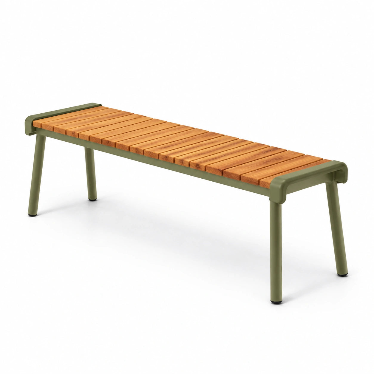 Banco de madera de teca y acero verde 150 cm