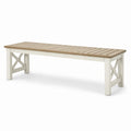 Banco de madera reciclada y acero blanco y beige 160x40x45 cm