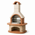 Barbacoa de ladrillo refractario y acero inoxidable con chimenea