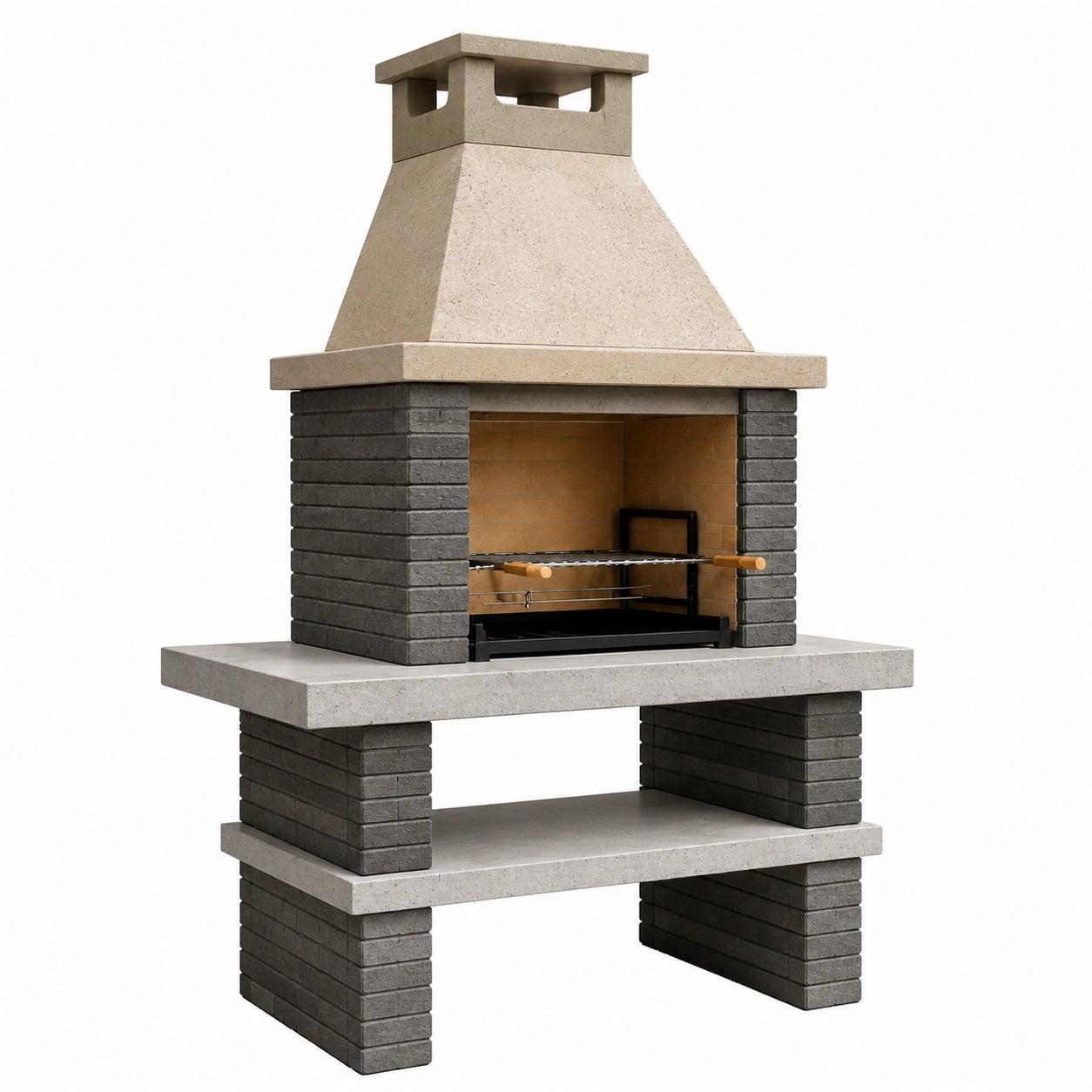 Barbacoa de hormigón para exterior en gris y beige