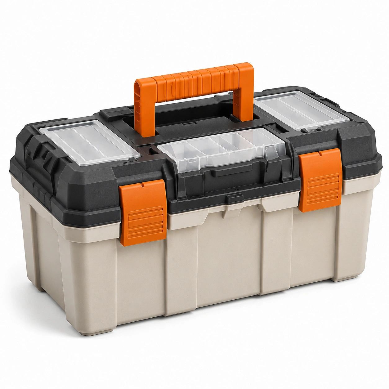 Caja de herramientas plástica con bandejas organizadoras 60x30x25 cm