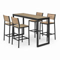 Set de Mesa y Sillas de Bar de Madera y Metal Negro