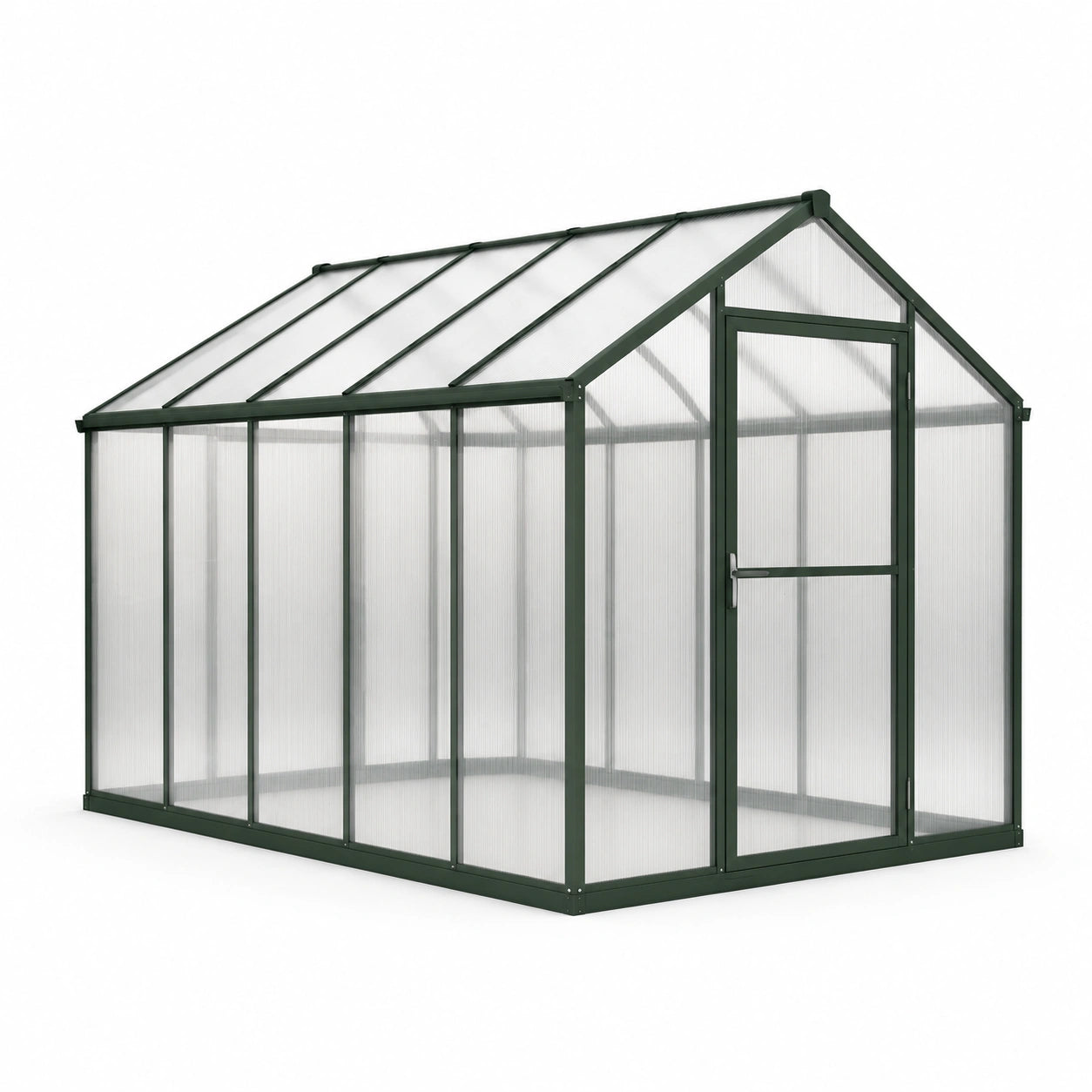Invernadero de aluminio verde con paneles de policarbonato de 4 mm 250x185x209 cm